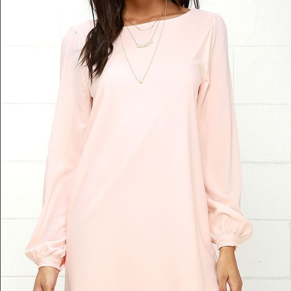 pink shift dress with sleeves